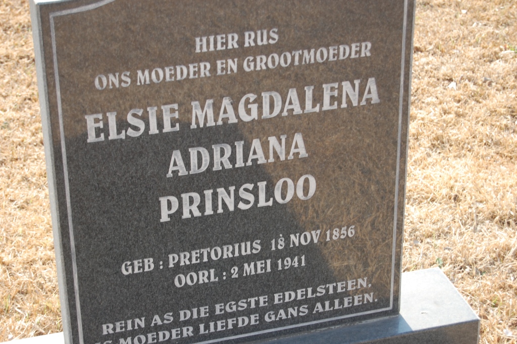PRINSLOO Elsie Magdalena nee PRETORIUS 1856-1941