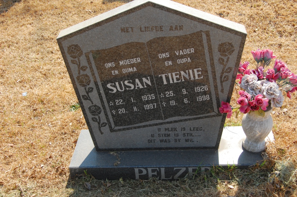 PELZER Tienie 1926-1998 &amp; Susan 1935-1997