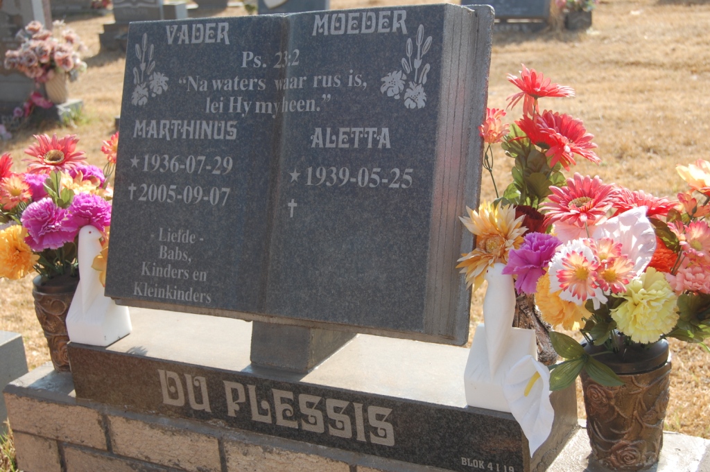 PLESSIS Marthinus, du 1936-2005 &amp; Aletta 1939-
