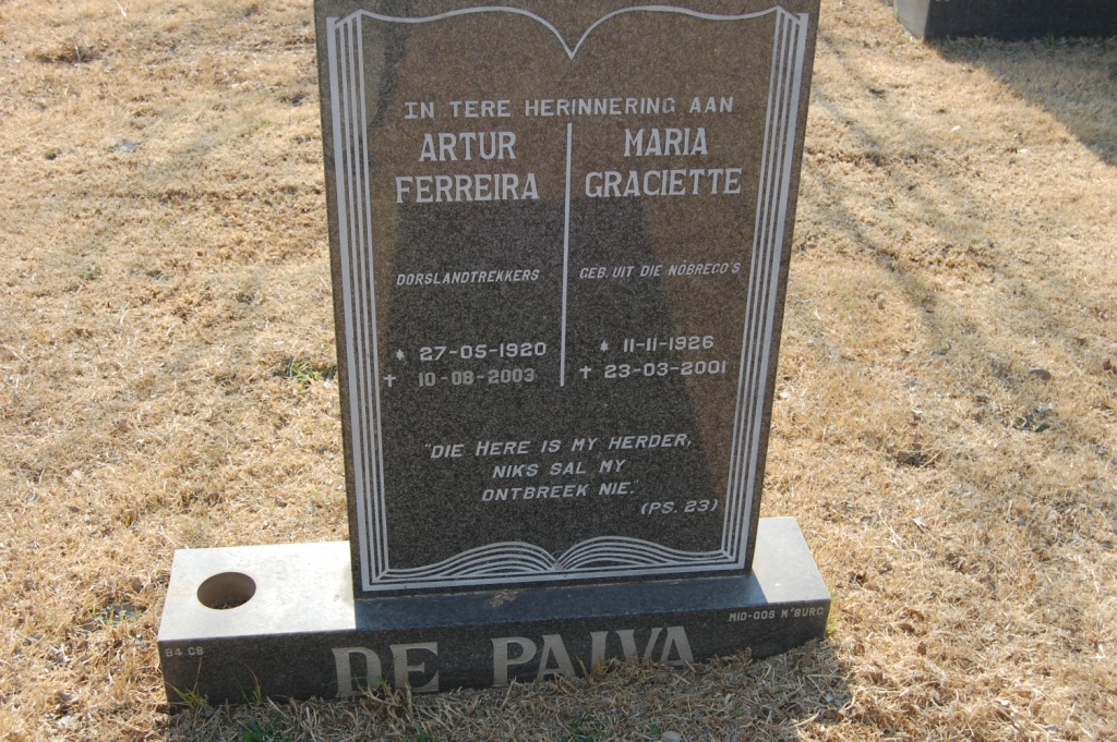 PALVA Arthur Ferreira, de 1920-2003 &amp; Maria Graciette 1926-2001