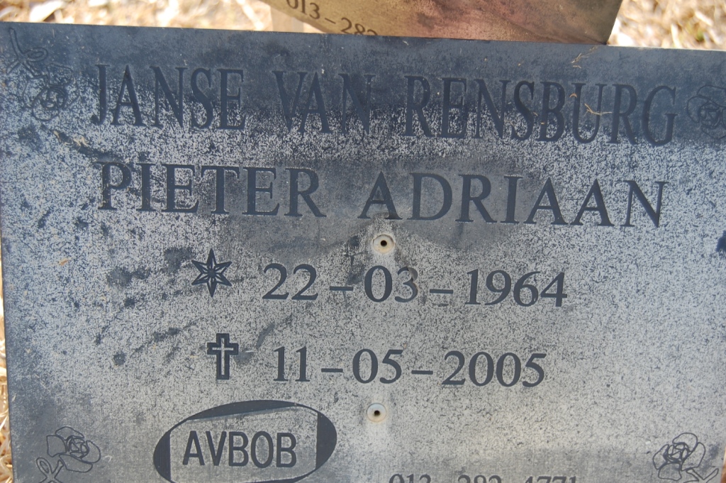 RENSBURG Pieter Adriaan, Janse van 1964-2005