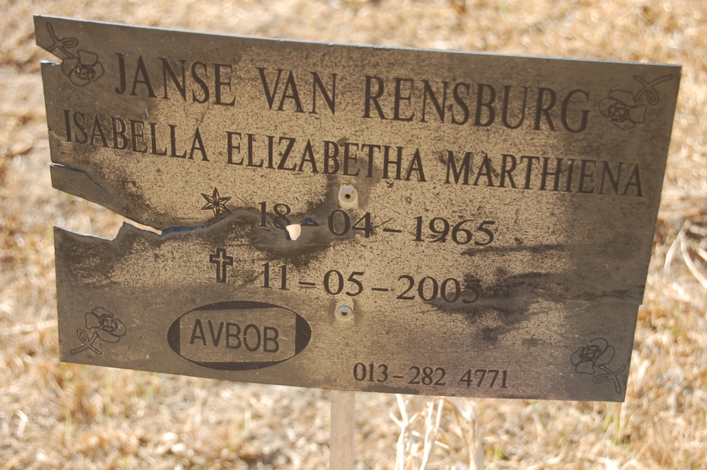 RENSBURG Isabella Elizabetha Marthiena, Janse van 1965-2005
