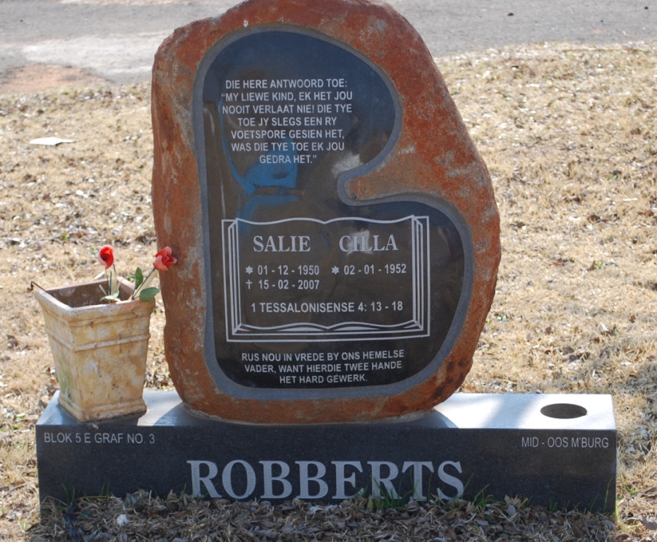 ROBBERTS Salie 1950-2007 &amp; Cilla 1952-