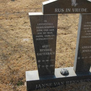 RENSBURG Gert Hendrik Rautenbach, Janse van 1916-2002 &amp; Adriana Josina 1926-