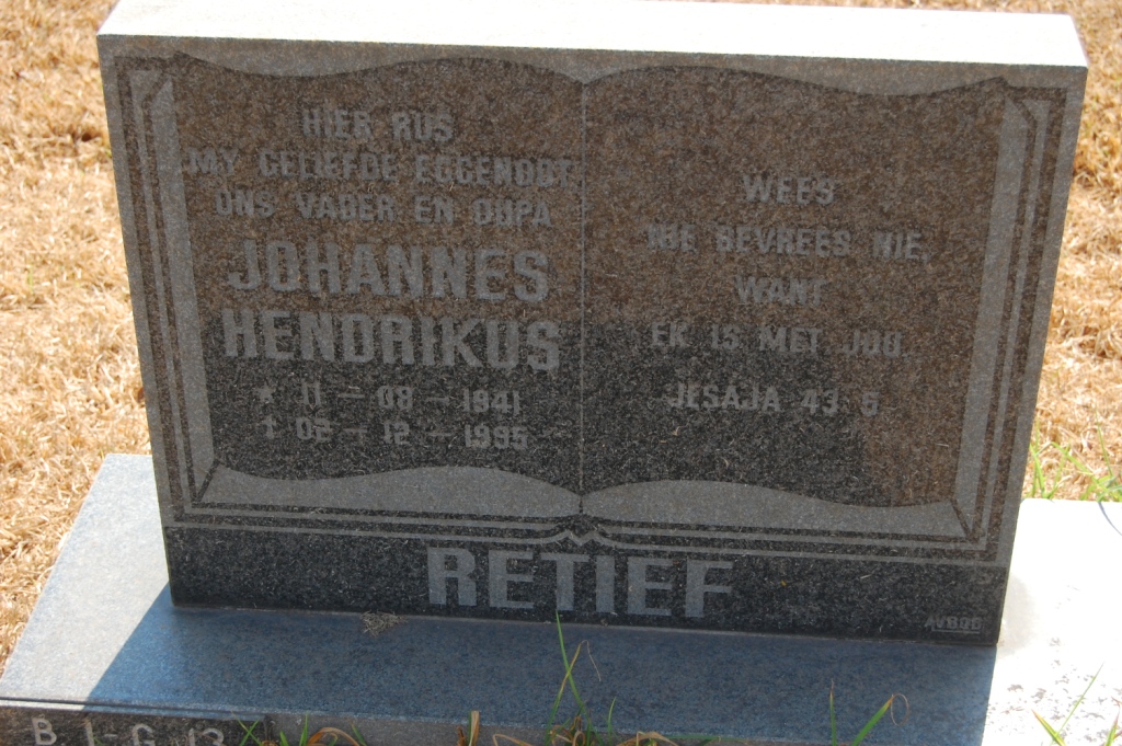 RETIEF Johannes Hendrikus 1941-1995
