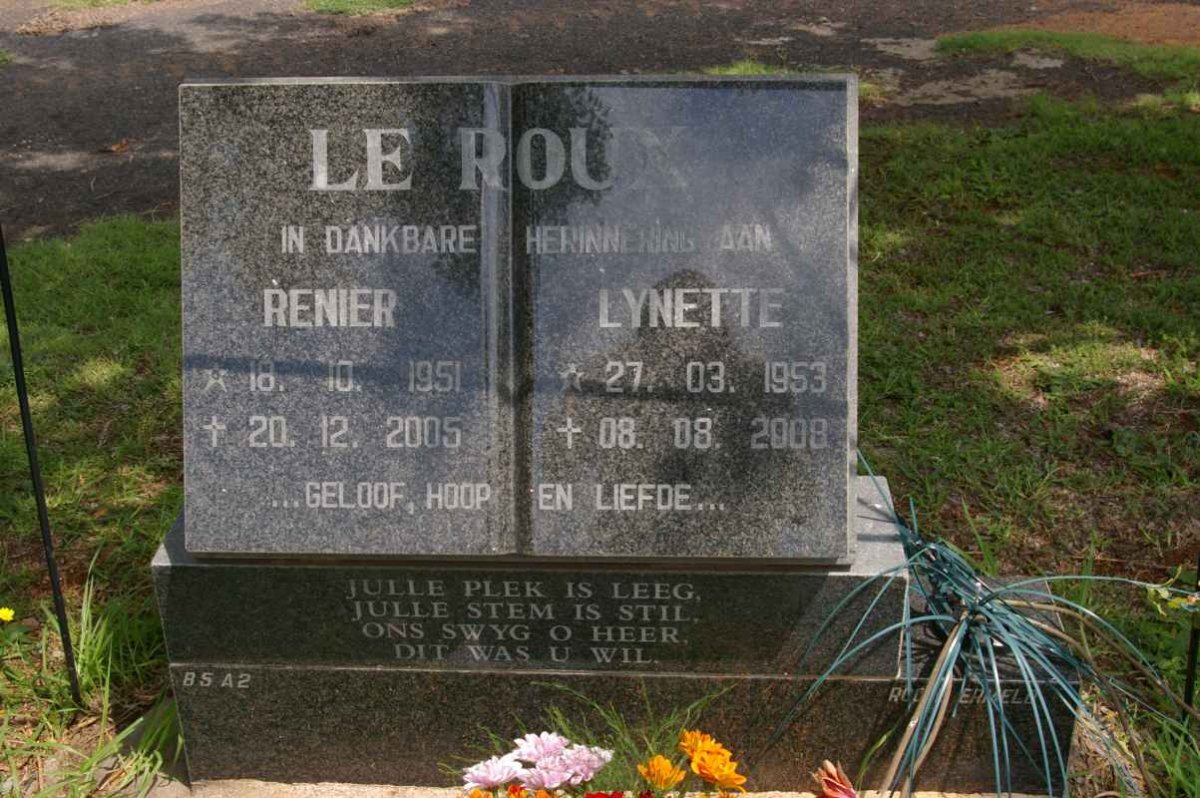ROUX Renier, le 1951-2005 &amp; Lynette 1953-2008