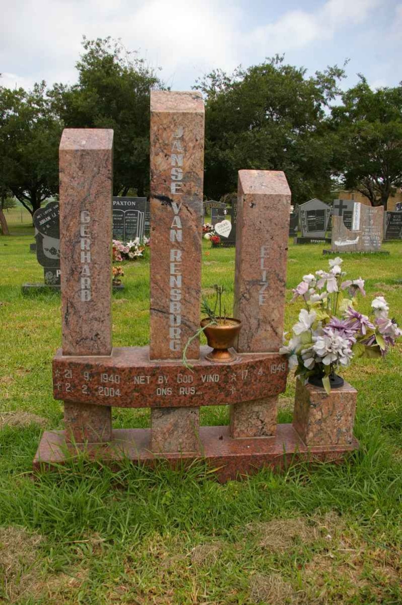 RENSBURG Gerhard, Janse van 1940-2004 &amp; Elize 1949-