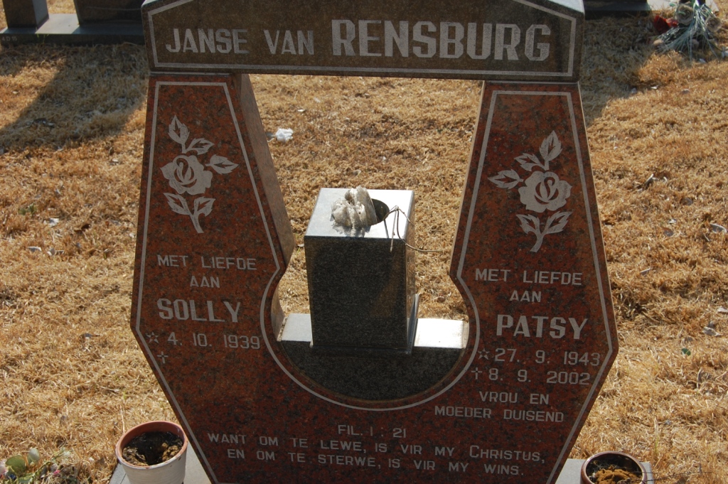 RENSBURG Solly, Janse van 1939 &amp; Patsy 1943-2002