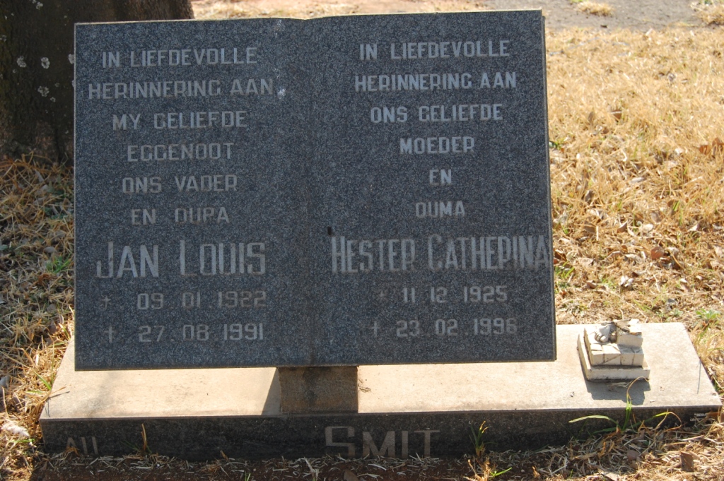SMIT Jan Louis 1922-1991 &amp; Hester Caherina 1925-1996