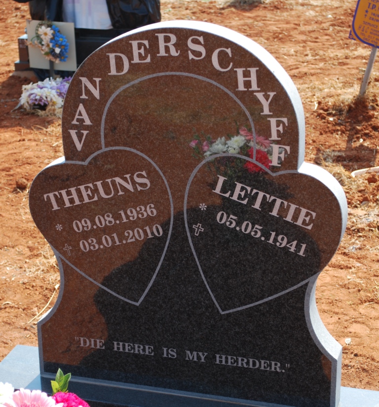 SCHYFF Theuns, van der 1936-2010 &amp; Lettie 1941-