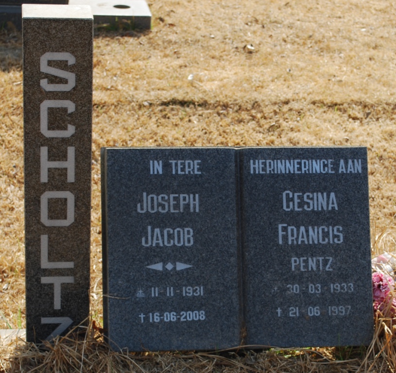 SCHOLTZ Joseph Jacob 1931-2008 &amp; Gesina Francis PENTZ 1933-1997