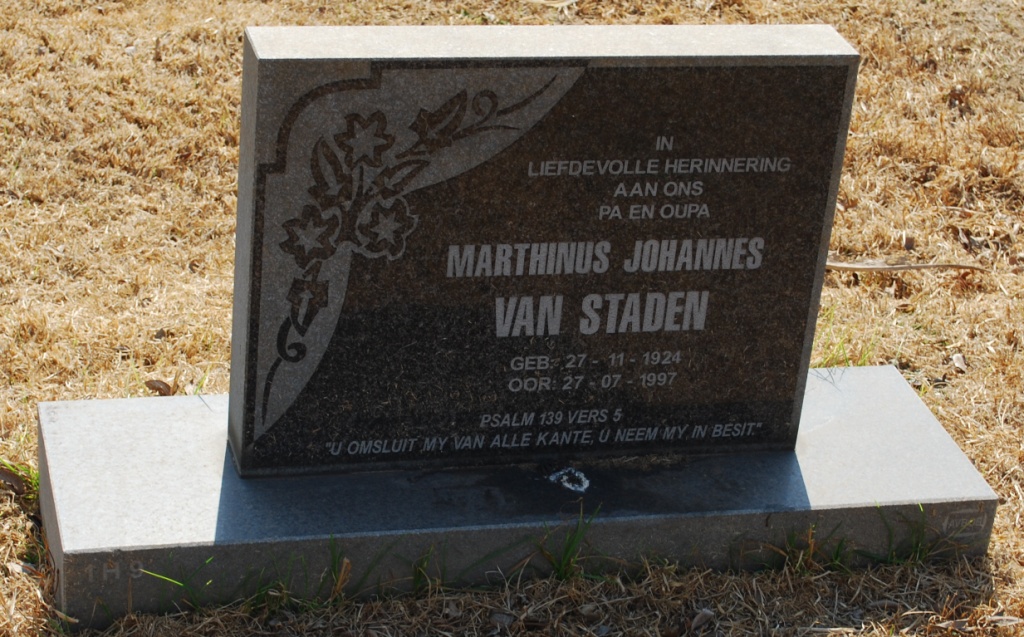 STADEN Marthinus Johannes, van 1924-1997