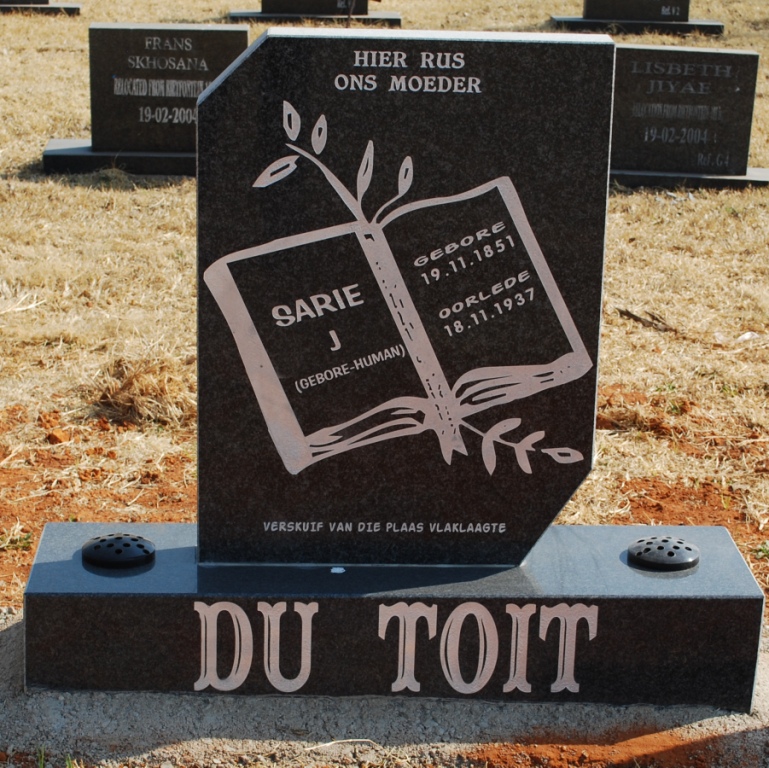 TOIT Sarie J., du nee HUMAN 1851-1937