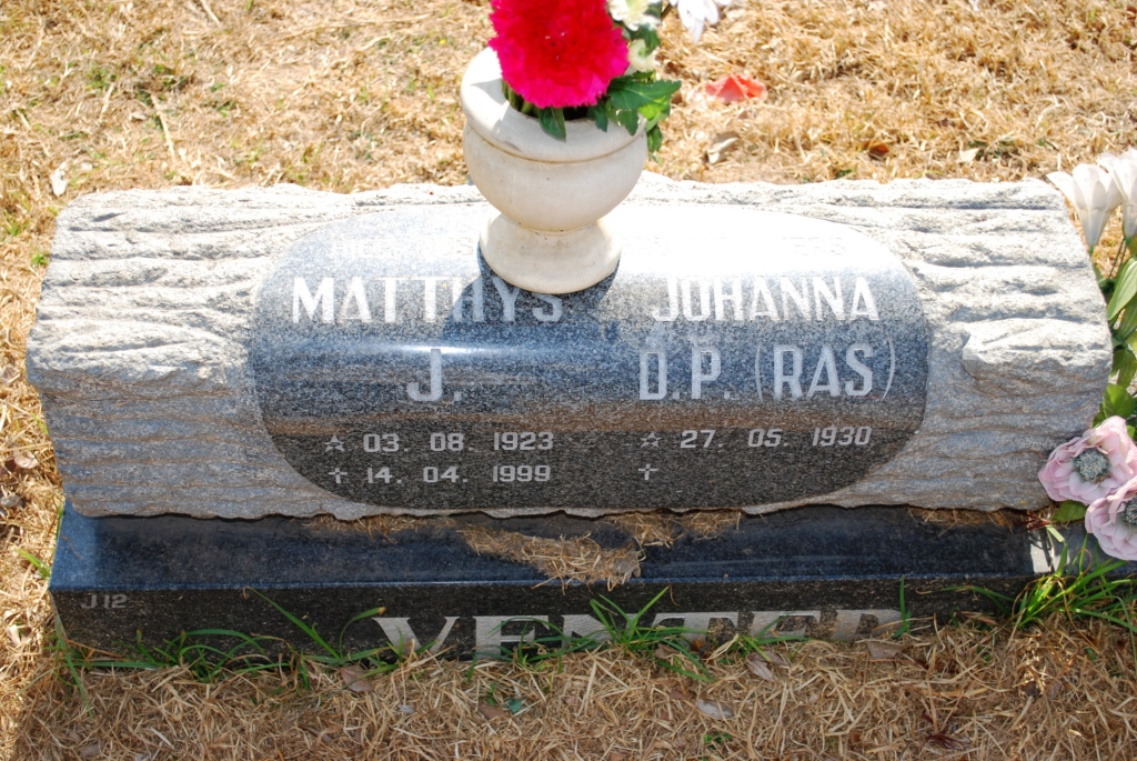 VENTER Matthys J. 1923-1999 &amp; Johanna D.P. RAS 1930-