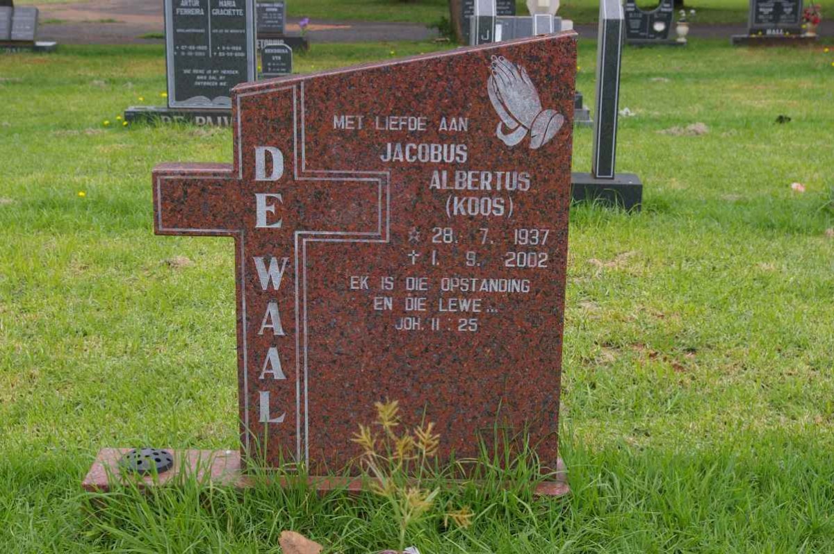 WAAL Jacobus Albertus, de 1937-2002