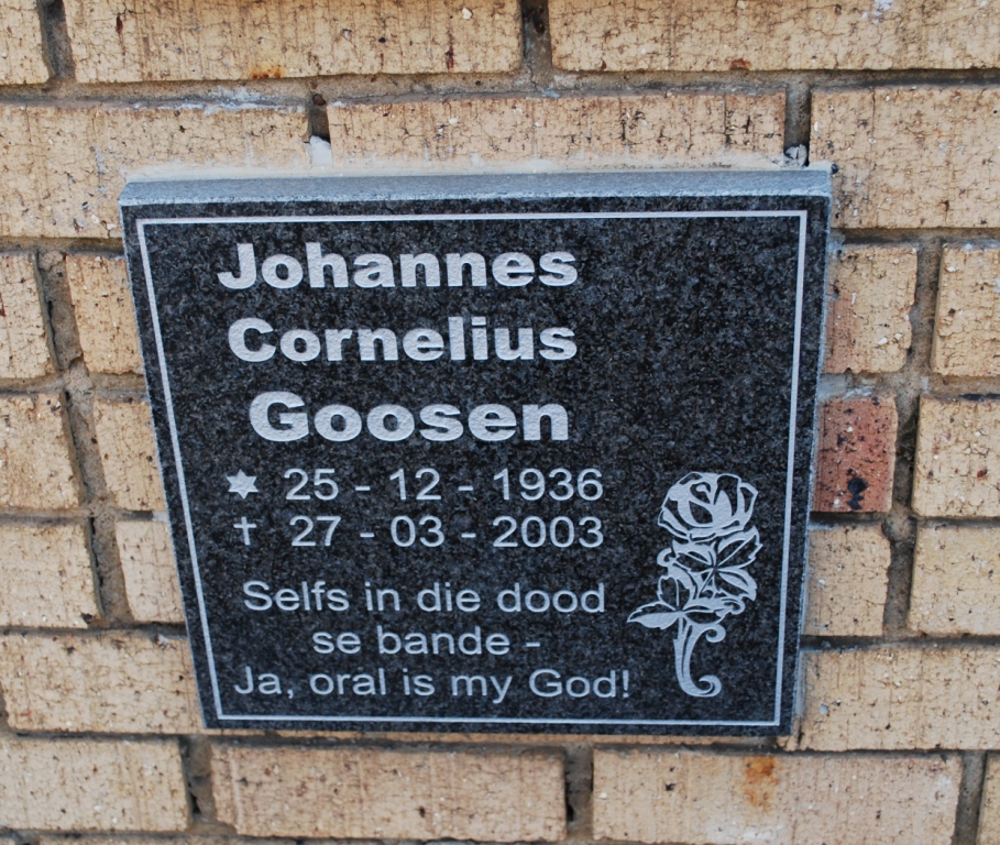 GOOSEN Johannes Cornelius 1936-2003