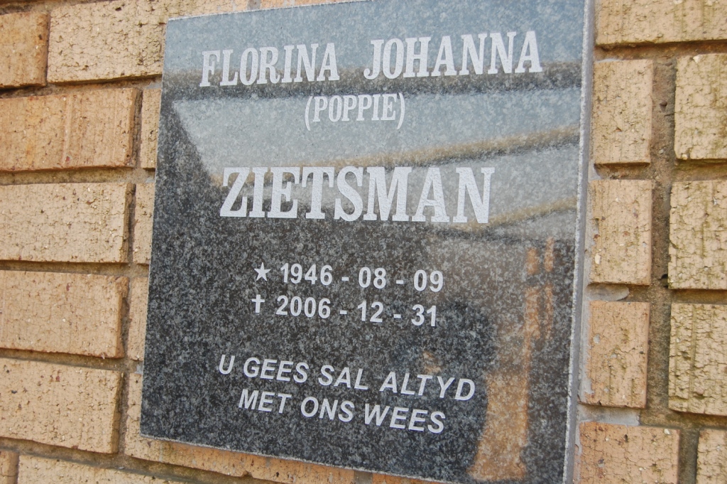 ZIETSMAN Florina Johanna 1946-2006