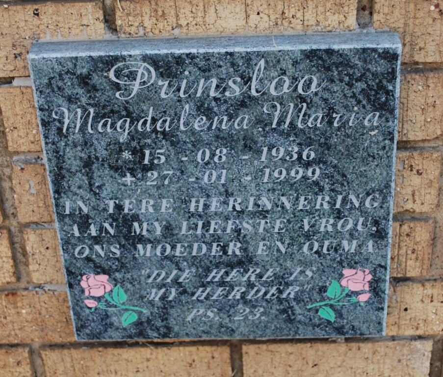 PRINSLOO Magdalena Maria 1936-1999