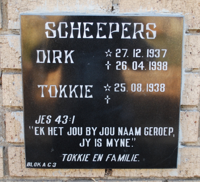 SCHEEPERS Dirk 1937-1998 &amp; Tokkie 1928-