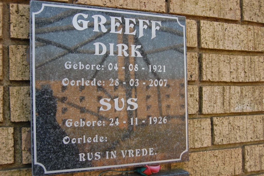 GREEFF Dirk 1921-2007 &amp; Sus 1926-