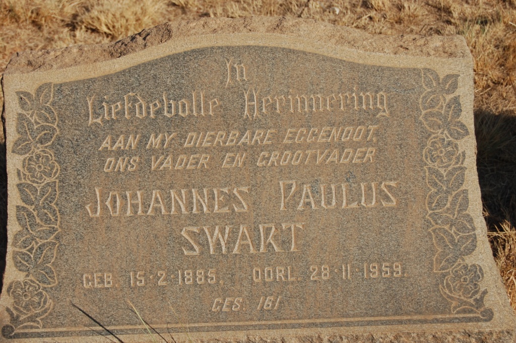 SWART Johannes Paulus 1885-1959