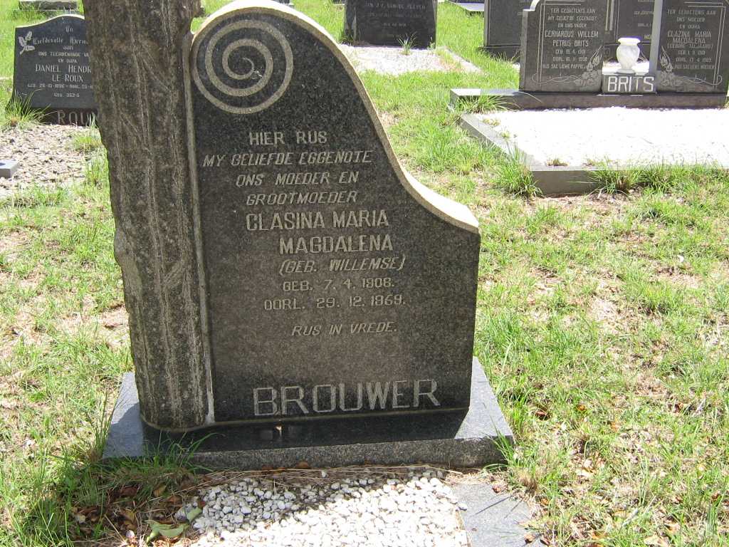 BROUWER Clasina Maria Magdalena nee WILLEMSE 1908-1959
