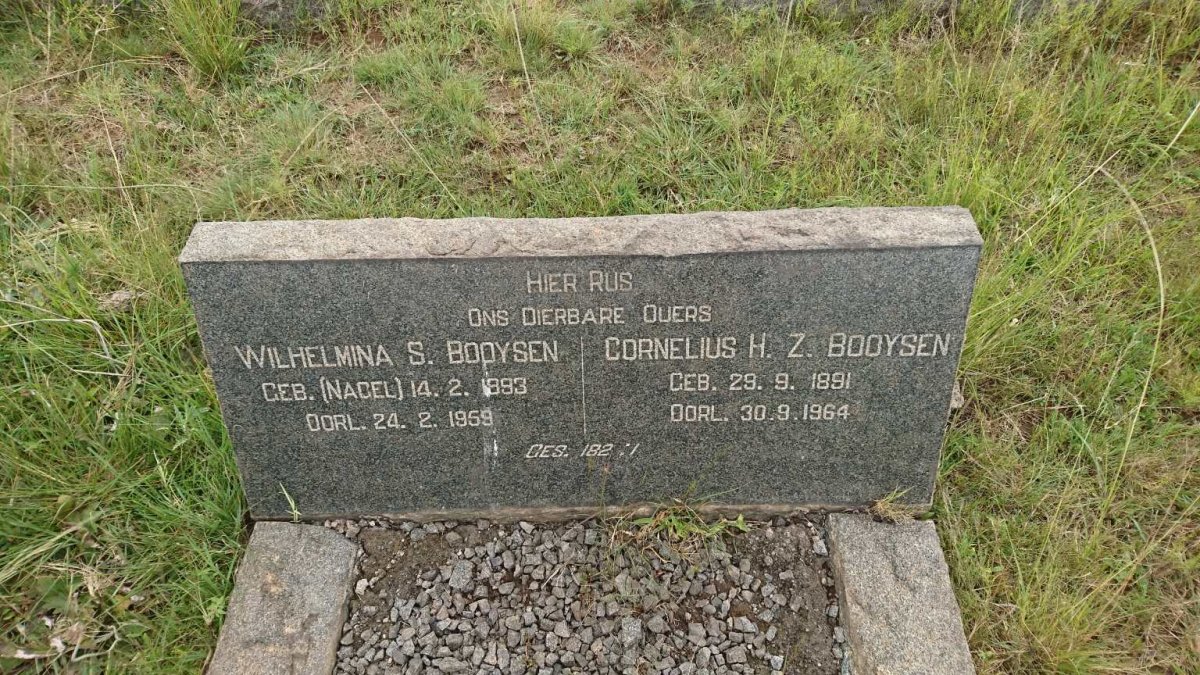 BOOYSEN Cornelius H.Z. 1891-1964 &amp; Wilhelmina S. NAGEL 1893-1959