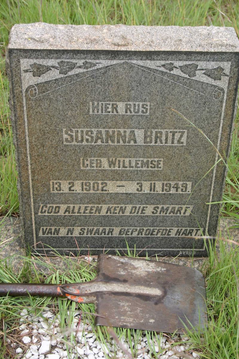 BRITZ Susana nee WILLEMSE 1902-1949