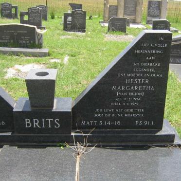 BRITS Hester Margaretha nee VAN BILJON 1894-1979