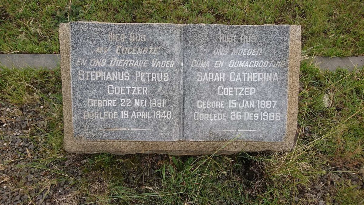 COETZER Stephanus Petrus 1881-1946 &amp; Sarah Catherina 1887-1986