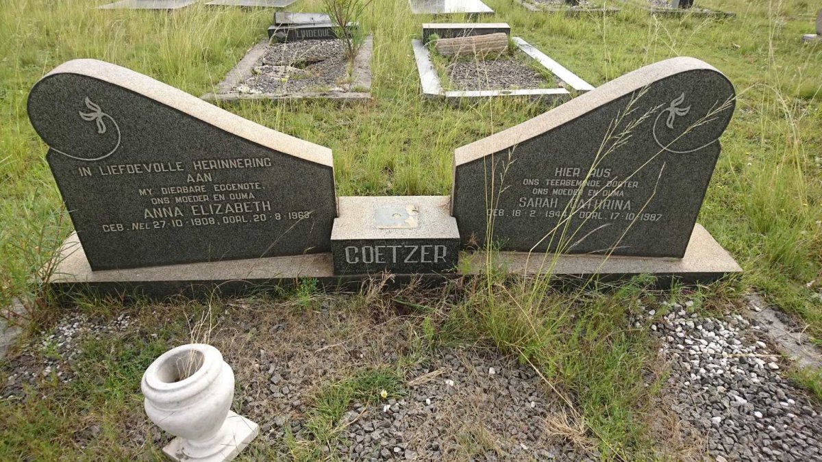 COETZER Anna Elizabeth nee NEL 1908-1963 :: COETZER Sarah Cathrina 1944-1987