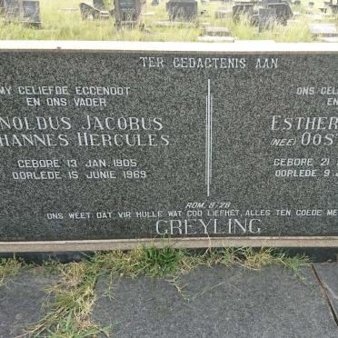 GREYLING Arnoldus Jacobus Johannes Hercules 1905-1969 &amp; Esther Jemina OOSTHUIZEN 1908-1996