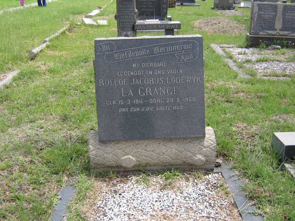 GRANGE Roelof Jacobus Lodewyk, la 1911-1960