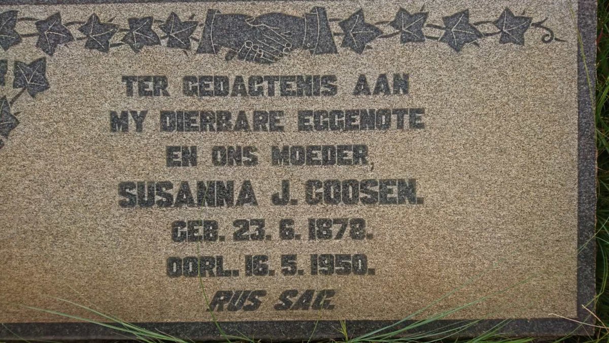 GOOSEN Susanna J. 1878-1950