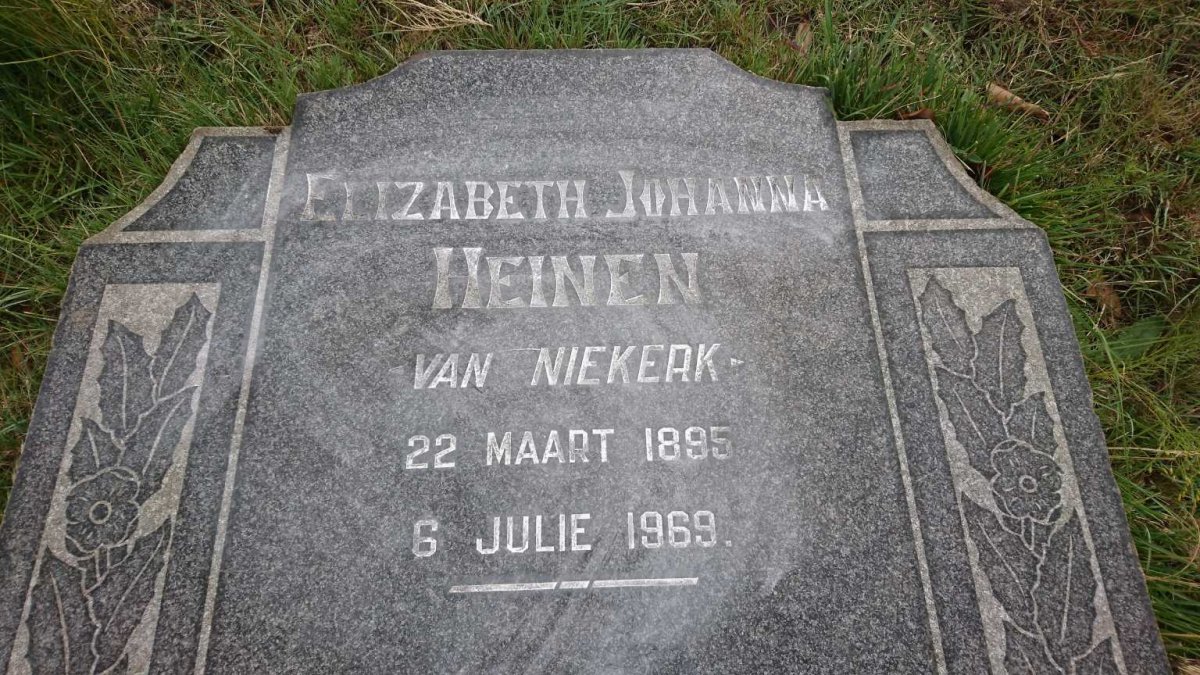 HEINEN Elizabeth Johanna nee VAN NIEKERK 1895-1969