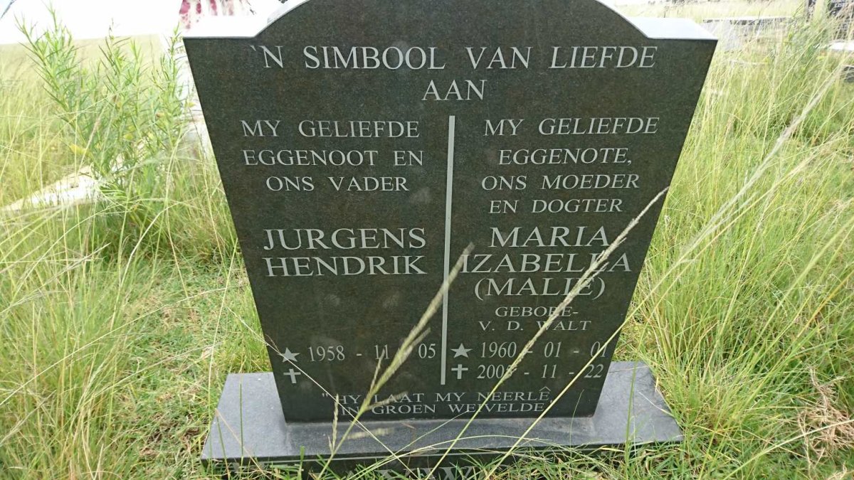 HAYWOOD Jurgens Hendrik 1958- &amp; Maria Izabella V.D.WALT 1960-2005