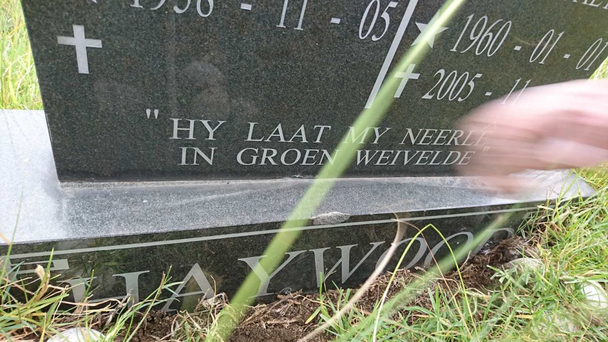 HAYWOOD Jurgens Hendrik 1958- &amp; Maria Izabella V.D.WALT 1960-2005