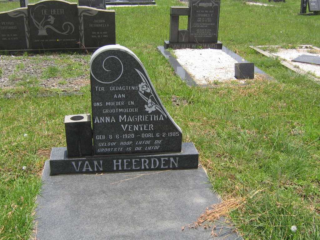 HEERDEN Anna Magrietha, van nee VENTER 1920-1985