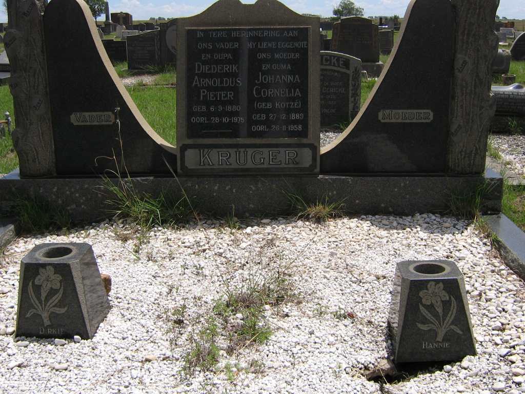 KRUGER Diederik Arnoldus Pieter 1880-1975 &amp; Johanna Cornelia KOTZE 1889-1958
