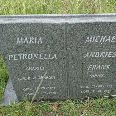 KRUGER Michael Andries Frans 1933-2015 &amp; Maria Petronella BEZUIDENHOUT 1931-2000