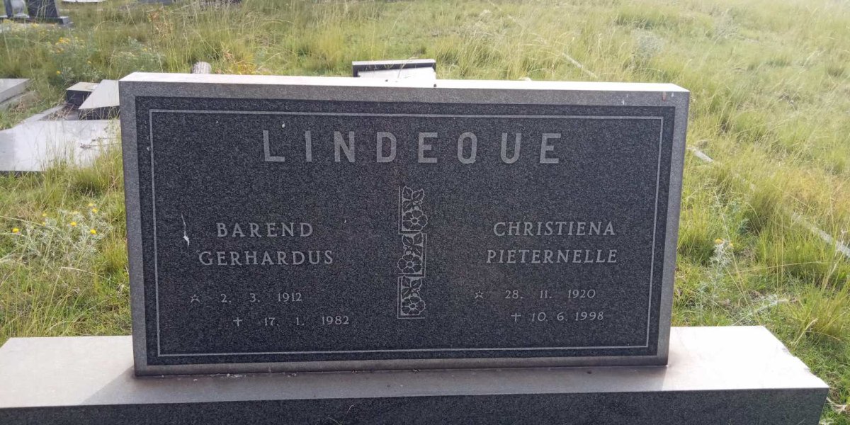 LINDEQUE Barend Gerhardus 1912-1982 &amp; Christiena Pieternelle 1920-1998