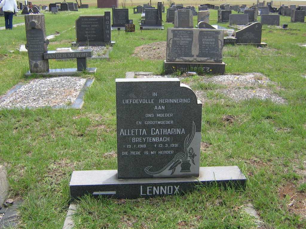 LENNOX Alletta Catharina nee BREYTENBACH 1918-1991