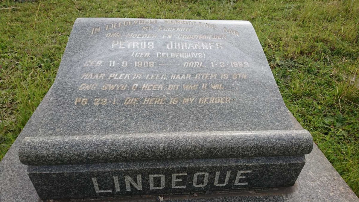 LINDEQUE Petrus Johannes nee GELDENHUYS 1908-1963
