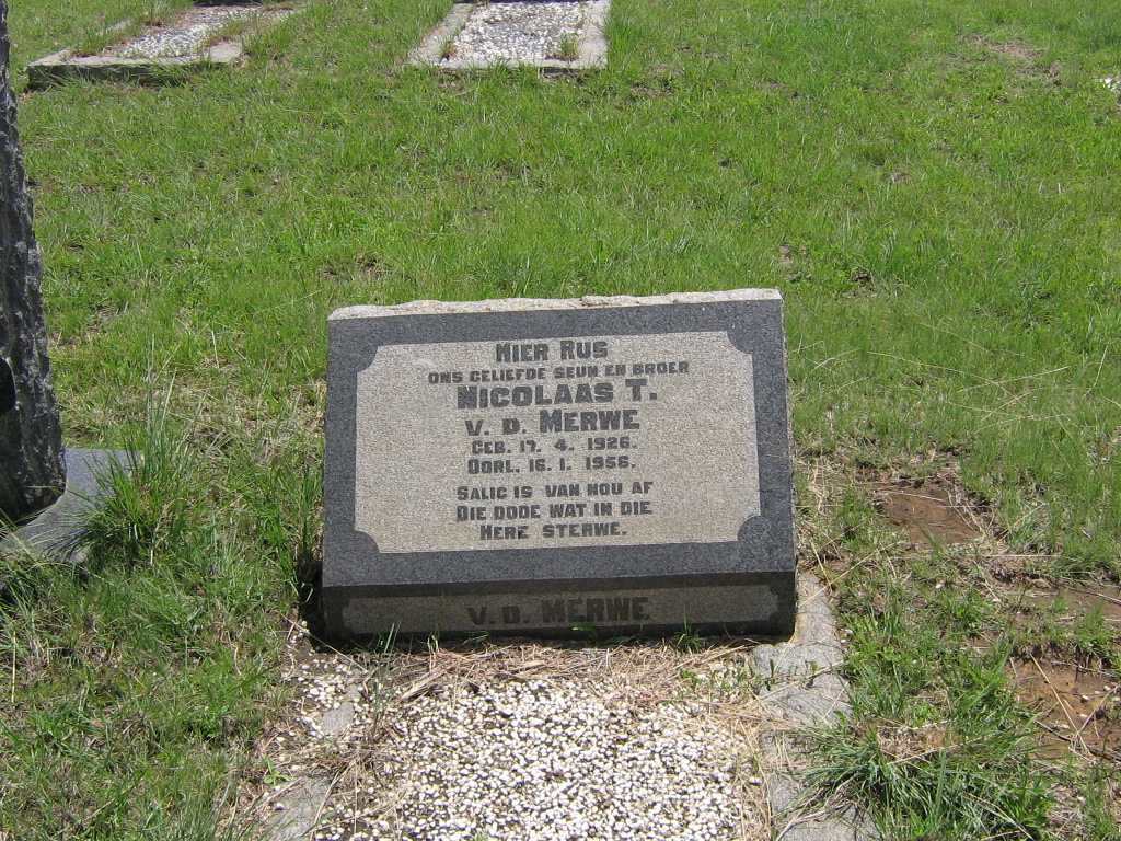 MERWE Nicolaas T., v.d. 1926-1956