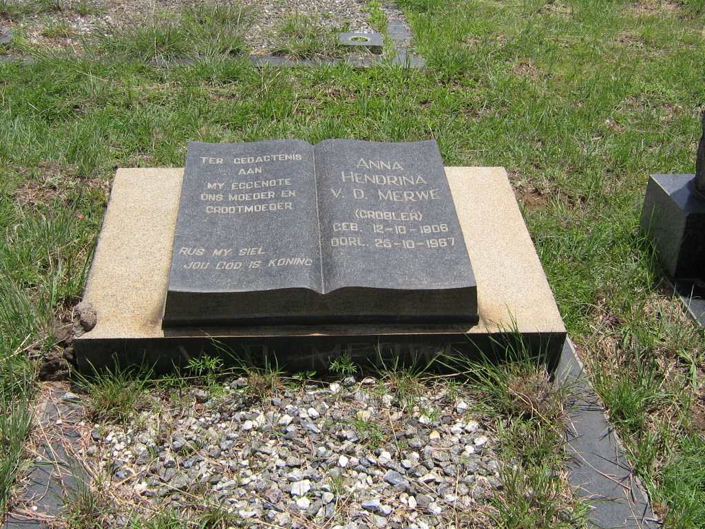 MERWE Anna Hendrina, v.d. nee GROBLER 1906-1967