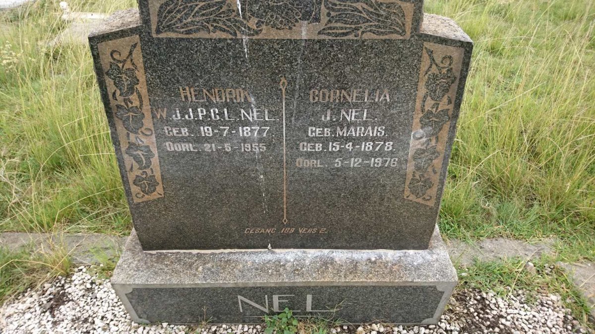 NEL Hendrik W.J.J.P.C.L. 1877-1955 &amp; Cornelia J. MARAIS 1878-1976