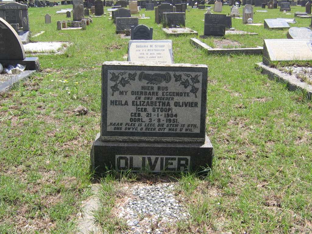 OLIVIER Heila Elizabeth nee STOOP 1904-1951