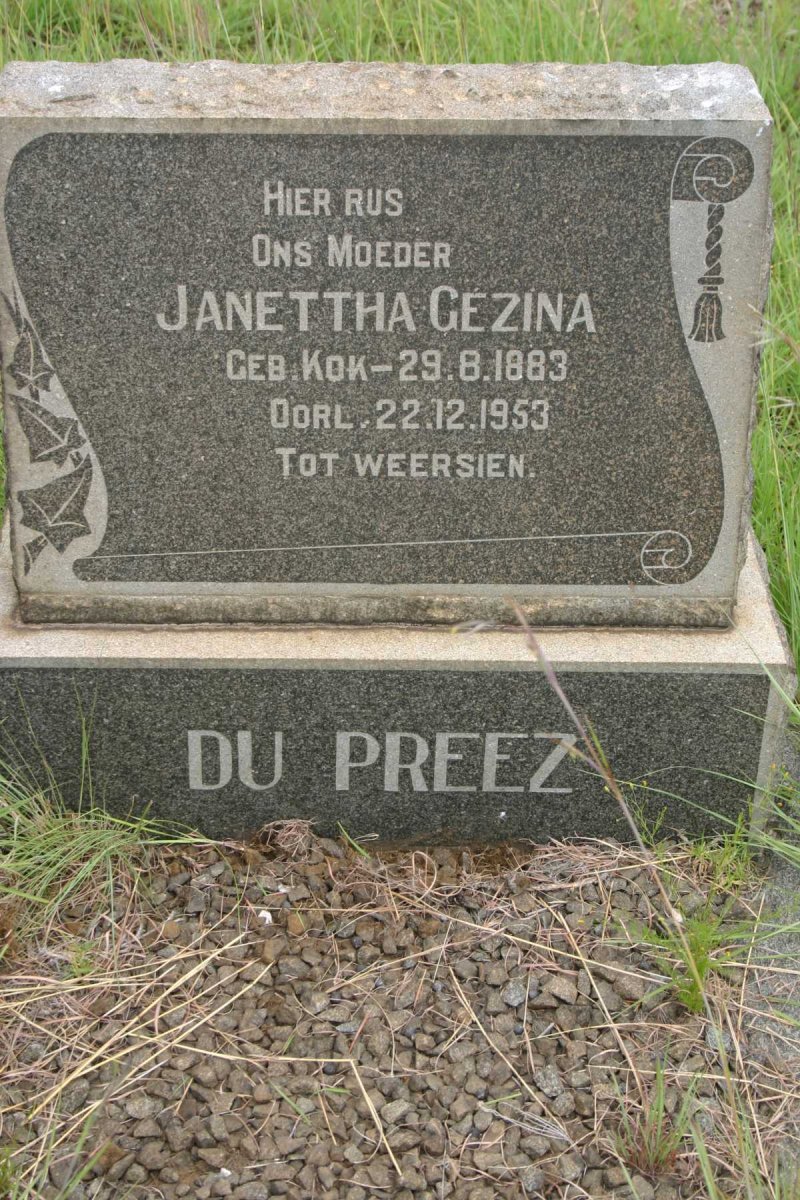 PREEZ Janettha Gezina, du nee KOK 1883-1953