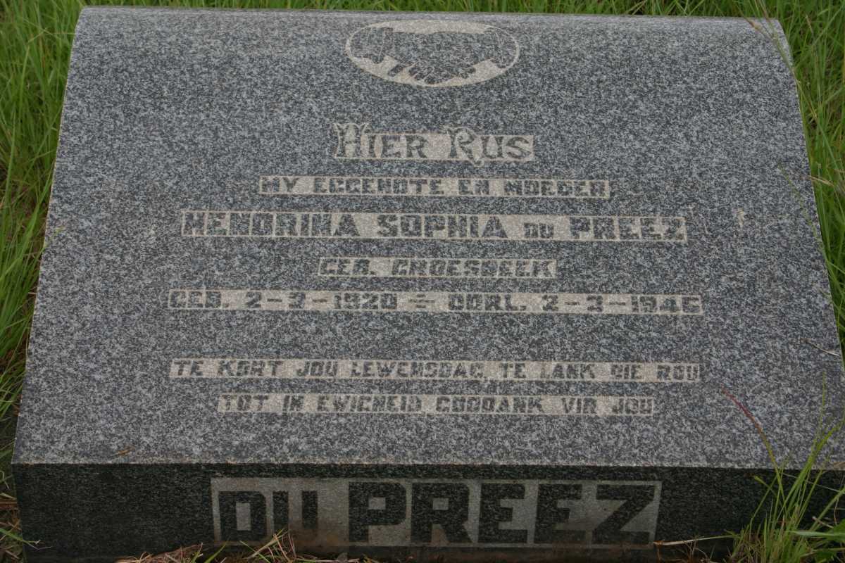 PREEZ Hendrina Sophia, du nee GROESBEEK 1920-1946