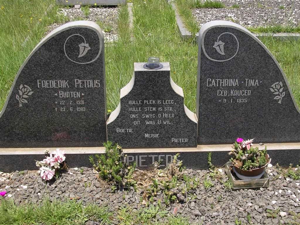 PIETERS Frederik Petrus 1931-1983 &amp; Catharina KRUGER 1935-